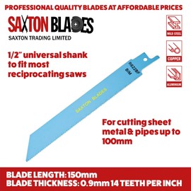 5x Saxton 150mm Reciprocating Sabre Saw Metal Blades R622BF fits Bosch, Dewalt Makita