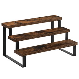 YINMIT Wooden Perfume Organizer, Tiered Cologne Organizer for Men, Black Cologne Stand Perfume Stand, Risers Display Stands for Perfume, Makeup, Cupcake, Dessert, Party (3 Tier Retro, 11.8 In)