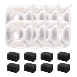 16 Pcs Cat Fountain Replacement Filters,8 Pack Cat Water Fountain Filters And 8 Pack Pre-Filter Sponges for 67oz, 95oz, 135oz Automatic Pet Fountain Dog Water Fountain