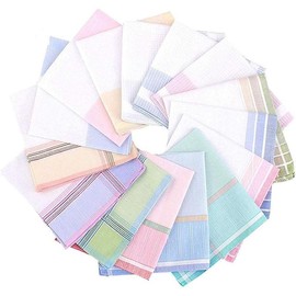 Women Colorful Light Color Handkerchief Cotton Hanky - Color: Candy Color, Size: 12pcs