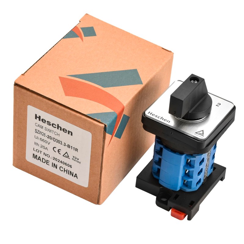 Heschen Universal Rotary Cam Selector Switch, SZW26-20/D303.3-B11R, 35mm DIN Rail