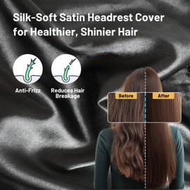 2 Pack Satin Headrest Covers for Cars, Silky Soft Car Headrest Cover for Hair Protection, Adjustable and Reusable Car Head Rest Protector, Hair-Saving Universal for Most Cars