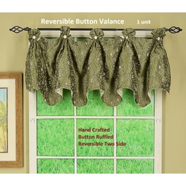 Today's Curtain Madison Reversible Button Valance 20" L, Sage