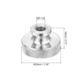 uxcell M8-1.25 Knurled Thumb Nuts, 15Pcs 304 Stainless Steel High Head Female Threaded Round Grip Knob Locking Nuts Fasteners Nuts, Silver