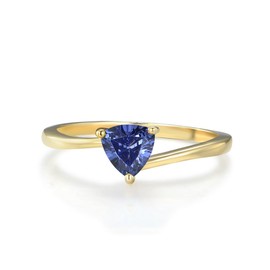 Ladies 9 Carat Gold on Sterling 925 Solid Trillion Cut Tanzanite Solitaire Ring K L M N O P Q R S T U (U)