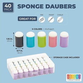 Sponge Daubers for Stamping, DIY Crafts, Painting with Case (1.15 Inch, 40 Pack)
