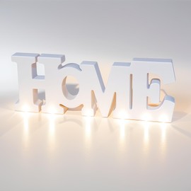 Wooden Blocks Wall and Table Top Decor: Freestanding Letter HOME Sign for Living Room, Entryway or Party Decor (White)