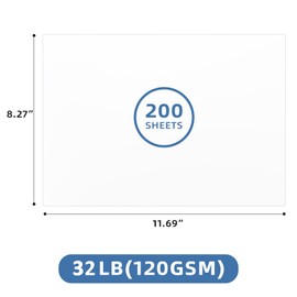 200 Sheets White Card Stock Printer Paper 32 lb/120 gsm Business Paper, White Cardstock Paper for Pringting, Copy, Arts Crafts, Letters, Invitations, Laser & Inkjet Printer Compatible (White)