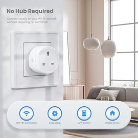 UPXNBOR Smart Plug WiFi, Works with Alexa & Google Home, Energy Monitoring, App & Voice Control, Timer, 2.4GHz Only, 13A, 1 Pack