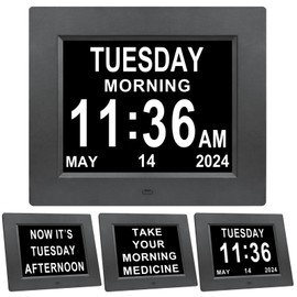 Jaihonda Calendar Dementia Clocks for Seniors,Clock with Day and Date for Elderly,Memory Loss Clock with Auto Dimmer,8 Alarm Options,Non-Abbreviated Day & Month,Large Number Digital Clocks