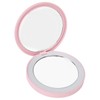 LED Compact Mirror Round Shape 3X Magnification Rechargeable Double Sided