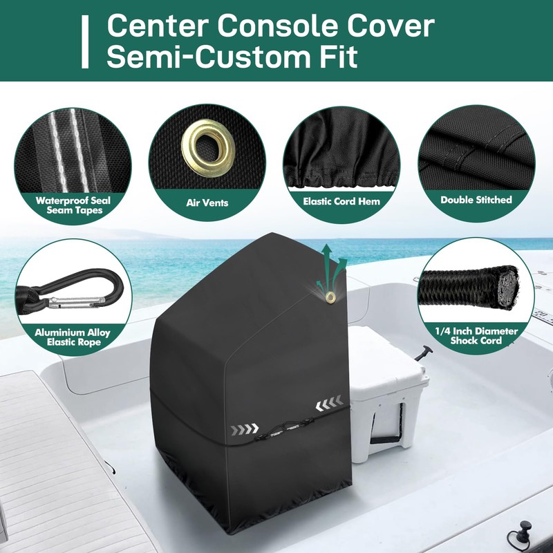 Caminor Boat Console Cover - 1200D Waterproof, Windproof Elastic Strap,