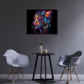 TISHIRON DIY Painting by Numbers Colourful Girl Painting by Numbers for Adults and Children with Brushes Black Girl Acrylic Painting by Numbers Kits on Canvas Crafts 40 x 50 cm Frameless