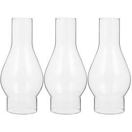 DOITOOL 3PCS Oil Lamp Chimney 3 inch Base, Clear Glass Crimped Top Chimney for Oil and Kerosene Style Lamps