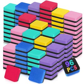 96 Pack Dry Erase Erasers, Mini Magnetic Dry Erase Eraser Bulk, Square Colorful White Board Dry Erasers, Ideal Chalkboard Cleansers, Perfect for Kids Classroom, Home and Office (1.97 x 1.97 Inch)