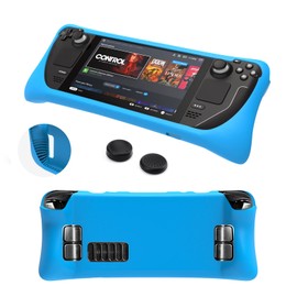 DLseego Protective Case for Valve Steam Deck, TPU Soft Case Compatible with Valve Steam Deck Console 2021 , Steam Deck Accessories with 2*Thumb Grip Caps - Blue