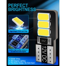 Yorkim 20PCS 194 LED Bulb White, MINI SIZE 168 Led Bulb T10 Led Replacement for Car Interior Map Dome Door Courtesy Trunk License Plate Lights Side Marker Lights, Pack of 20, 6300K