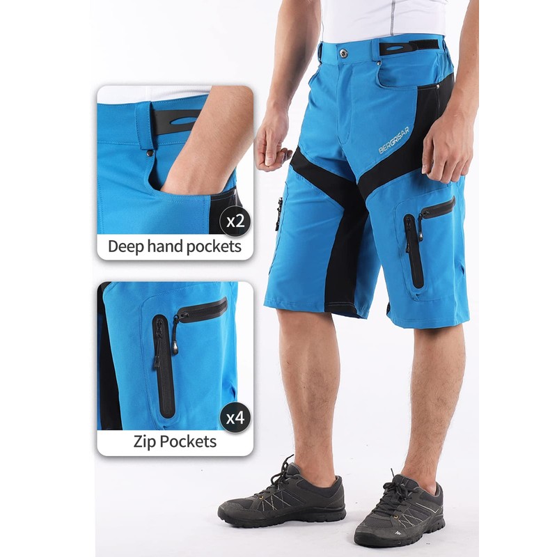 Bergrisar 1806BG Men's Cycling Shorts, MTB Mountain Bike Shorts with