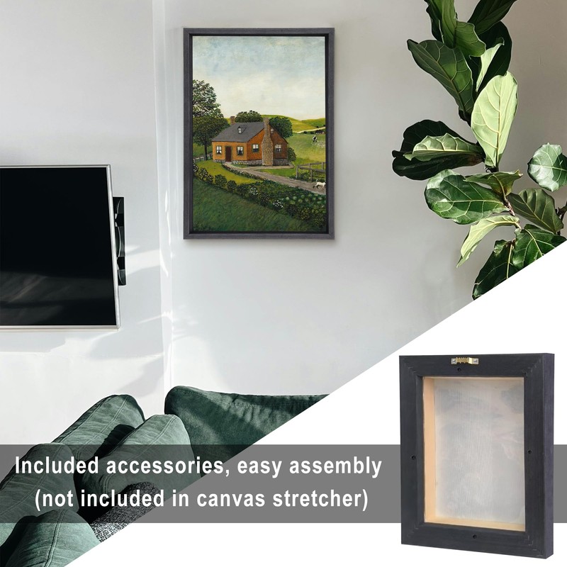 12x16 Real Solid Wood Canvas Floater Frame, Floating Frame with