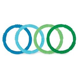 Bumkins Platinum Silicone Teething Rings, Sensory, Gum Soothing, Babies 3 Months+ (4-Pack)