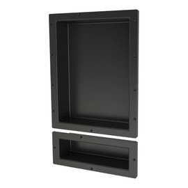 Redi Niche Double Recessed Shower Shelf – Black, Two Shelves, 16-Inch x 26-Inch x 4-Inch