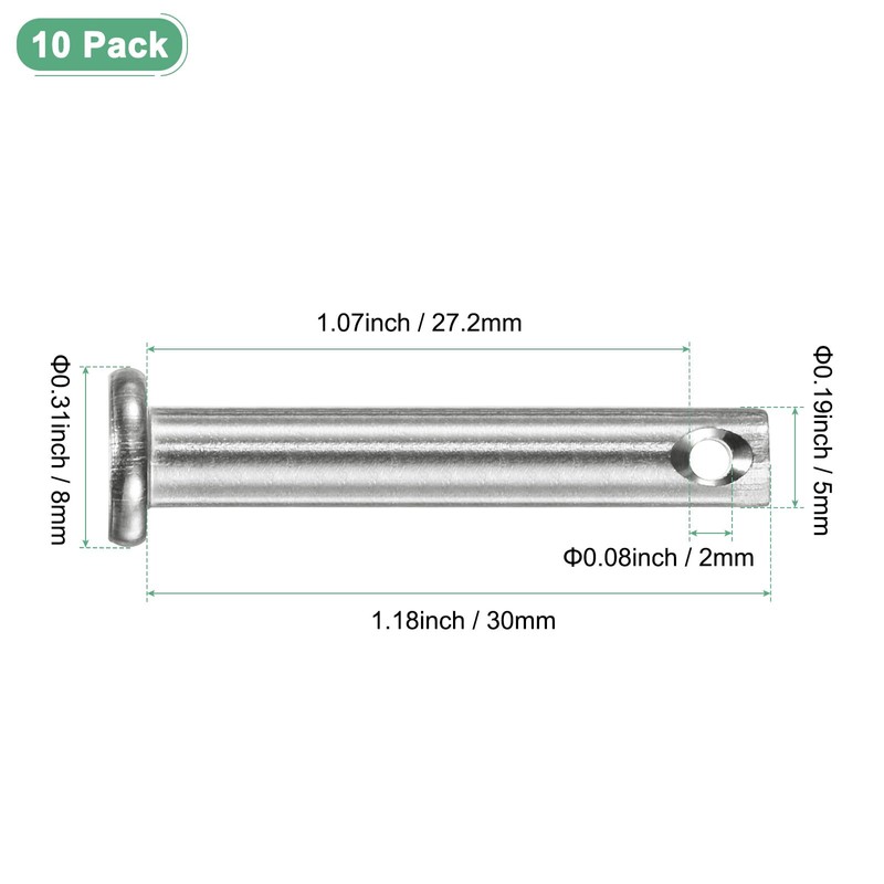 M METERXITY 10-Pack Single Hole Clevis Pins, M5 x 30mm