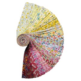 Jelly Roll Fabric - 20 Assorted Floral Prints, 100% Cotton Quilting Fabric, 40 Pre-Cut Strips (2.5 x 44 Inch) for Quilting, Sewing, and DIY Projects -Summer Sunshine