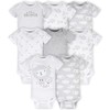 Gerber Baby 8-Pack Short Sleeve Onesies Bodysuits, Sheep Grey, 6-9