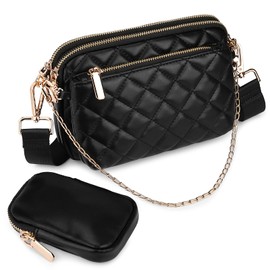 Uromee Corssbody Bags for Women Vegan Leather Quilted Fashion Shoulder Purse Fanny Pack Belt Bag Travel Hiking Detachable Pouch Adjustable Strap