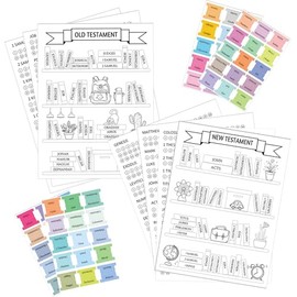 Books of The Bible Stickers 10 Pack Bible Book Shelf Reading Tracker Sticker Christian Bible Tracker Dashboard Sticker for Women Man Bible Study 5x7 Inch (Bible with Tabs)