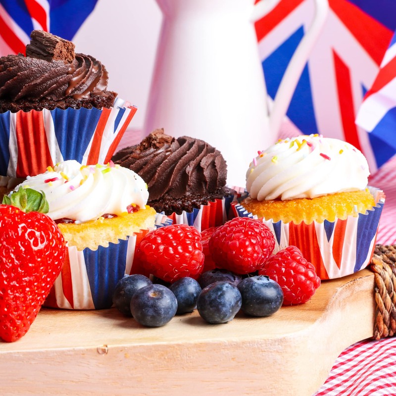 Union Jack Cupcake Cases - Pack of 1-100 Baking Paper