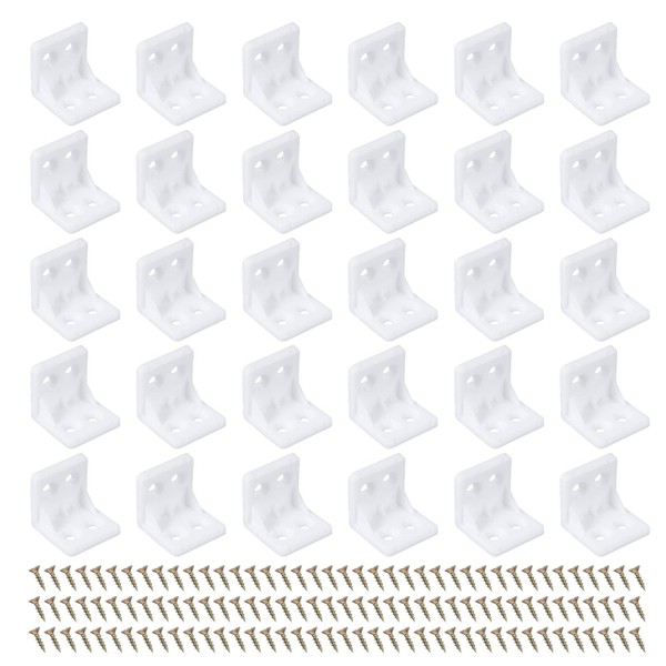 PATIKIL Plastic Corner Braces 1.06x1.06x1.07, 30 Pack L-Shape Bracket Right