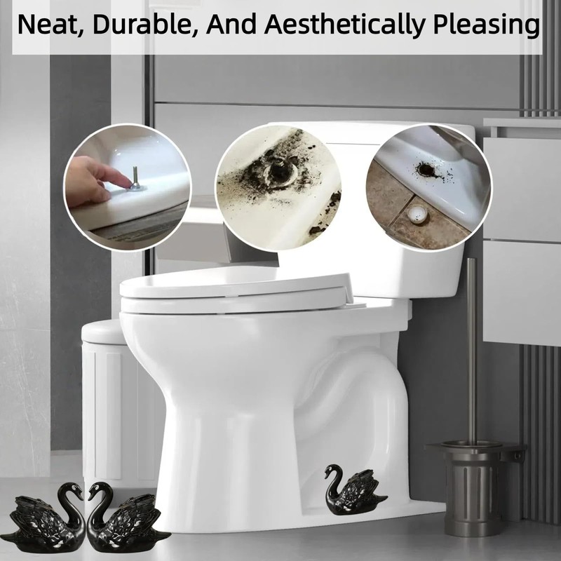 Floor Caps,Toilet Bolt Caps Decorative,Toilet Screw Cover Caps (Black Swan)
