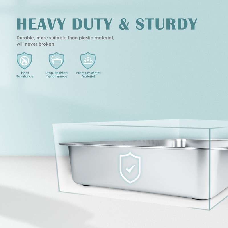 IKITCHEN Stainless Steel Cat Litter Box, Large Metal Litter Pan