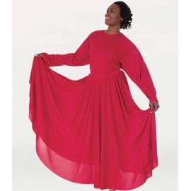 Body Wrappers Long Praise Dance Skirt - WOMENS SCARLET / 4X5X