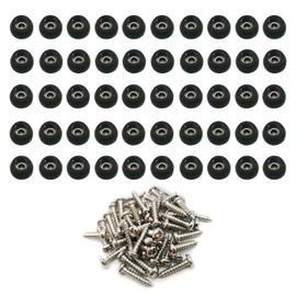 Alamic Cutting Board Feet Small Round Rubber Feet with Washer and Stainless Steel Screws 0.2" H x 0.43" W - 50 Pack