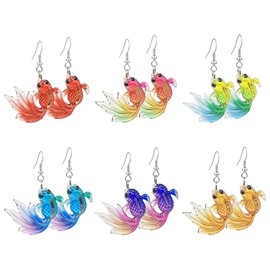 T-ztoss Tropical Fish Earrings for Women Funny Goldfish Dangle Earrings Statement Earrings Jewelry (6 pairs)