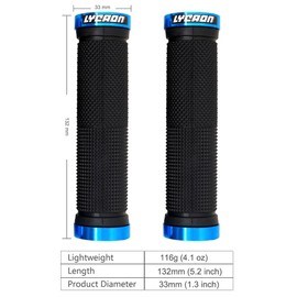 LYCAON Bike Handlebar Grips Non-Slip-Rubber Adjustable Bicycle Handle Grip with Aluminum Lock Mountain Road Foldable Bike MTB BMX with Two End Caps (Blue)