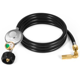 WADEO Manguera reguladora de propano de 7 pies con calibre y adaptador de codo proane para parrilla de mesa Blackstone de 17 y 22 pulgadas y la mayoría de parrillas de gas LP con ajuste de conexión de