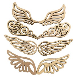 LJJCSFF 80 Pcs Angel Wing Wooden Cutout Blank Wood Charm Wooden Ornament Unfinished Wooden Small Craft Slice Wood for Crafting