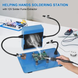 Magnetic Helping Hands Soldering Third Hand with Solder Fume Extractor,Flexible Soldering Arms Clamps,Heavy Duty Work Station for Electronics Desoldering Welding Repair Jewelry DIY