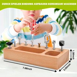 TenFans Montessori Busy Board - Sensory Learning Toy with LED Switch, Screwdriver Tools & Fine Motor Skills Activities for Children from 1 Year - Travel Toy for Development Competence