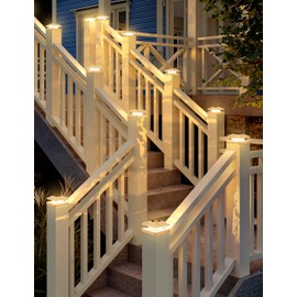 VOLISUN 4x4 Solar Fence - Post Lights 16pack, Post Cap Light Outdoor Waterproof, Whtie Deck Cap Light Solar Powered with Warm White,for 4x4 Wooden/4x4 or 5x5 Vinyl