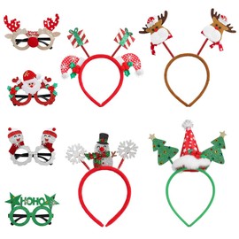 NUOBESTY Glasses and headbands, 4 glasses, 4 headbands for banquet parties, Christmas