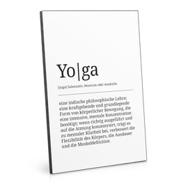 ARTFAVES® Word explanation yoga definition picture black and white as a gift wooden sign with saying on spirituality/mindfulness/sport
