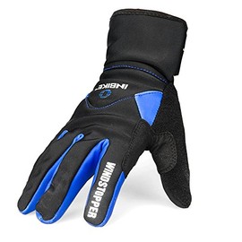 INBIKE Men's Winter Cold Weather Thermal Windproof Gel Bike Gloves Blue Medium