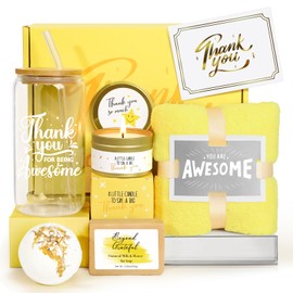 Employees Appreciation Gifts, Thank You Gifts for Women, Thank You Gift Baskets for Women Best Friend Appreciation Gifts for Coworkers Teachers with Thank You Cards Thank You for Being Awesome Glass