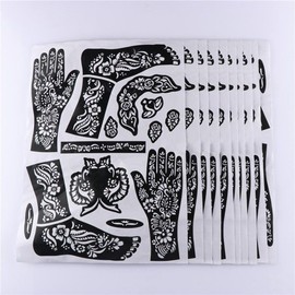 Henna Tattoo Kit Stencils,Temporary Reusable Unisex Tattoo Sets, Self-Adhesive Indian Arabian Temporary Tattoo Templates Kit for Body Paint, Temporary Tattoos