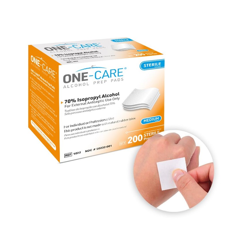 ONE-CARE Prep Pads Medium, Box of 200 wipes
