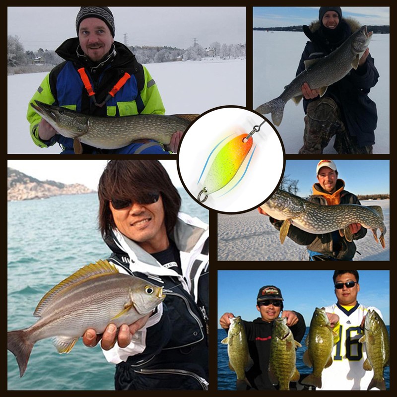 JasCherry 43-teiliges Angelköder-Set, Pailletten-Spinner-Angelköder mit Haken, lebensechtes Angelzubehör-Set, Löffel-Schwimmköder mit